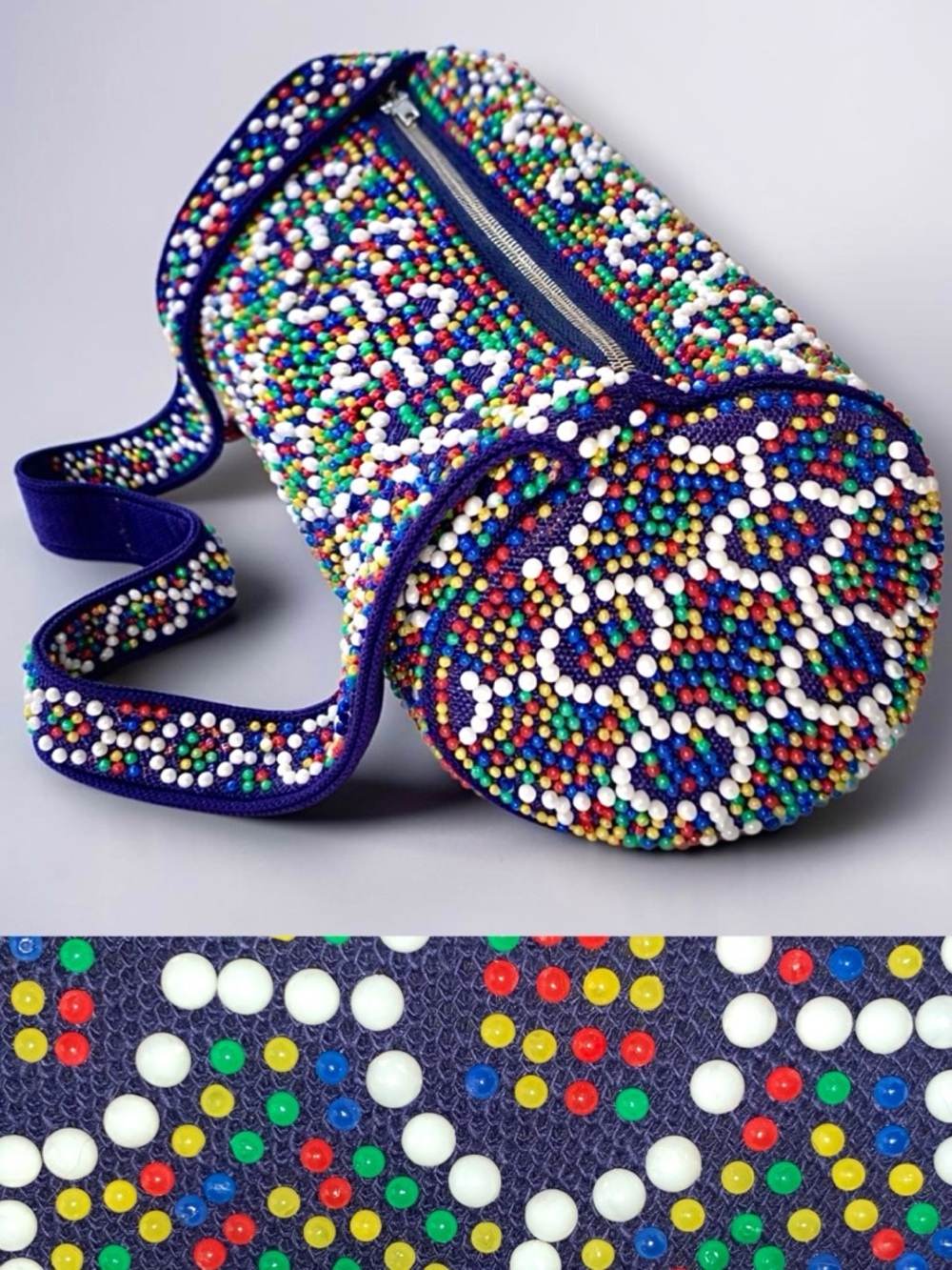 v i n t a g e :: Whimsical Candy Beaded Barrel Purse